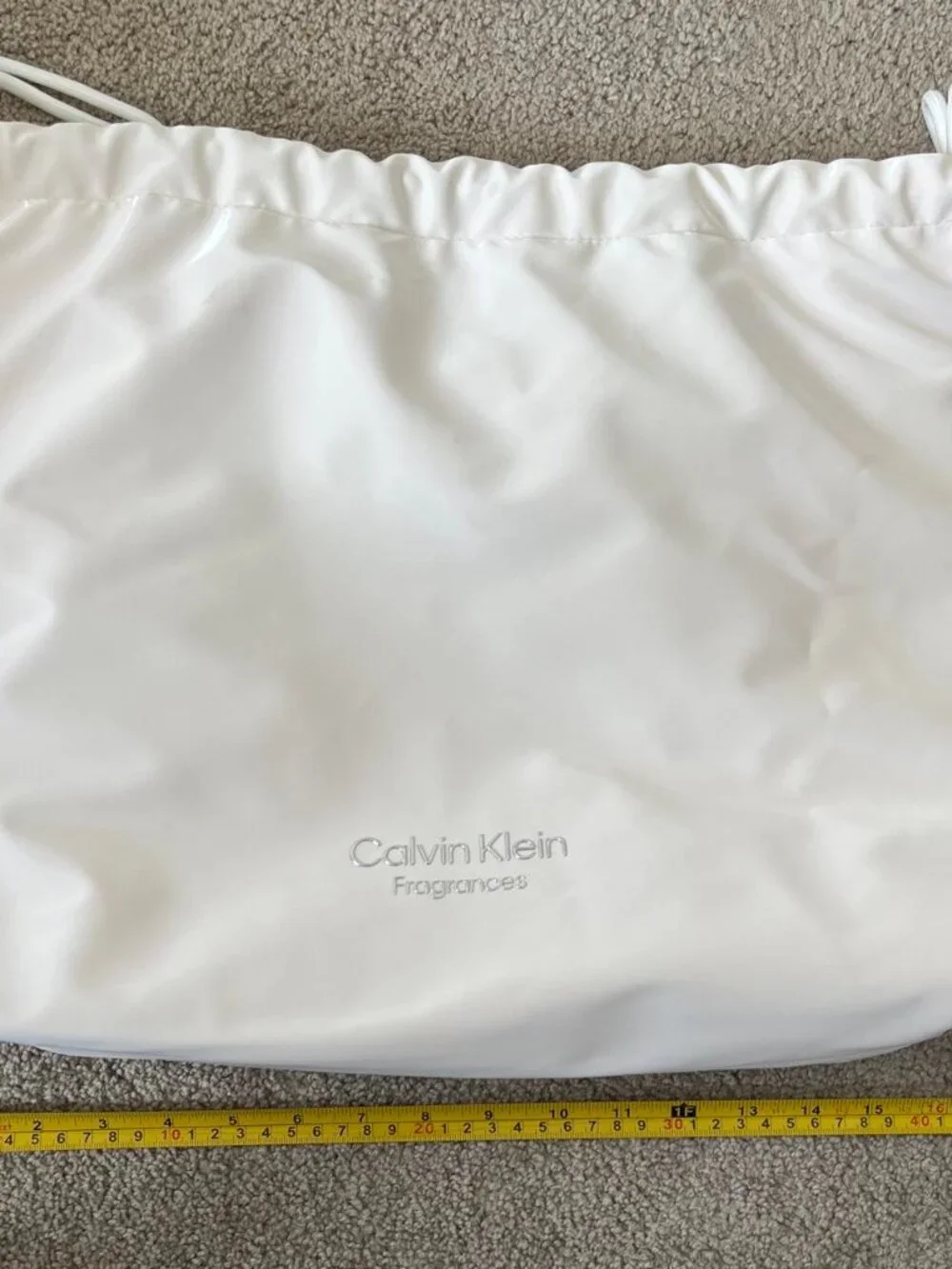 Calvin Klein Fragrances Bag White Drawstring Tote Promo
